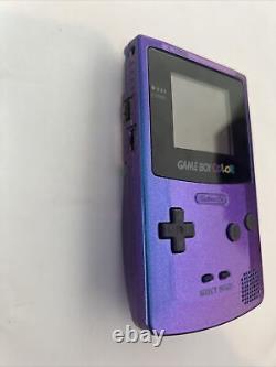 1 of 1 Purple Glitter Game Boy Color With LCD Screen Mod + Mario & Yoshi? Game