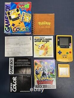 1999 Nintendo Game Boy Color Pokemon Pikachu Yellow Console CIB Excellent WOW