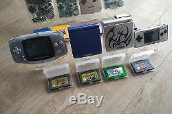 8 Gameboy handhelds (DMG, Pocket, Light, Colour, Advance, SPx2, Micro) + games