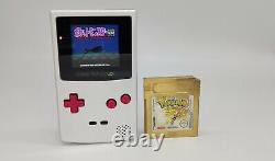 Aluminium Gameboy Color IPS Backlight Rechargeable Red Buttons Pokemon Gold