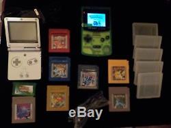 BACKLIT GB BOY COLOUR with 8 pokemon games + GBA SP AGS 001 link cable & charger