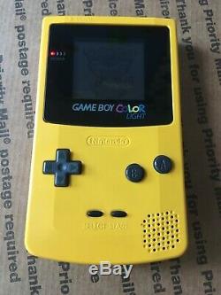 Backlit Yellow GameBoy Color -Freckle Shack-BennVenn Modded GBC Pokemon Yellow