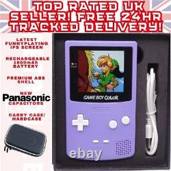 ELITE Nintendo Game Boy Color GBC IPS Rechargeable Purple/White Warranty