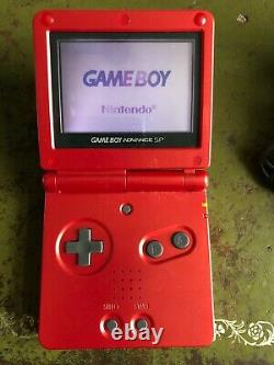 Game Boy Advance SP Handheld System Flame Red and 7 playable games