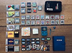 Game Boy Advance SP and Game Boy Color with a ton of games and accessories