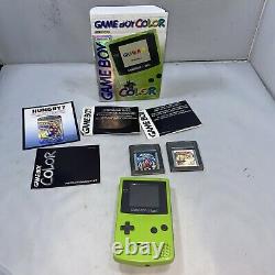 Game Boy + BOX + Manual Complete WORKS! Color KIWI Launch Green Nintendo CGB-001