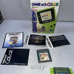 Game Boy + BOX + Manual Complete WORKS! Color KIWI Launch Green Nintendo CGB-001