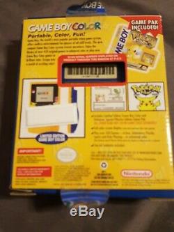Game Boy COLOR Pokemon special pikachu Edition YELLOW-BLUE IN BOX withcase manuals