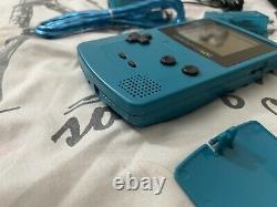 Game Boy Color -5 Games & Accessories Console Blue Teal CGB-001 Tested