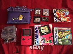 Game Boy Color (Berry) With Games And Boxes. EXCELLENT Condition