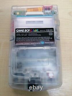 Game Boy Color Clear & Red, Q5 IPS OSD Screen, Audio Amp, Power Modded