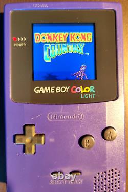 Game Boy Color Console Purple Case LCD screen gameboy handheld retro mod modded