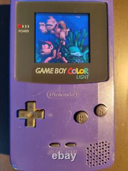 Game Boy Color Console Purple Case LCD screen gameboy handheld retro mod modded