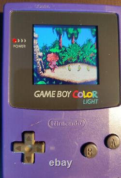 Game Boy Color Console Purple Case LCD screen gameboy handheld retro mod modded