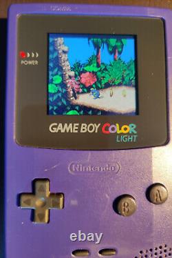 Game Boy Color Console Purple Case LCD screen gameboy handheld retro mod modded