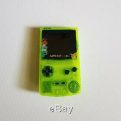 Game Boy Color Full Size IPS V2 LCD Glow in the dark green shell Pokemon GBC