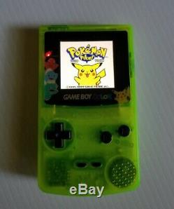 Game Boy Color Full Size IPS V2 LCD Glow in the dark green shell Pokemon GBC