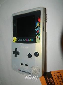 Game Boy Color Gold & Silver Pokemon Center Handheld System GBC CIB COMPLETE