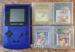 Game Boy Color Grape Console With (4) Games Pokemon Gold Mario Golf Donkey Kong