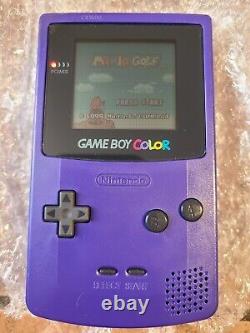 Game Boy Color Grape Console With (4) Games Pokemon Gold Mario Golf Donkey Kong