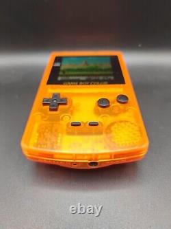 Game Boy Color IPS Console LCD Clear Orange Case Laminated FunnyPlayingQ5 Screen