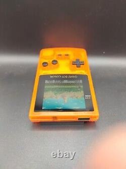 Game Boy Color IPS Console LCD Clear Orange Case Laminated FunnyPlayingQ5 Screen