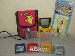 Game Boy Color System Limited Yellow Pokemon Edition & Pokemon Games Yellow, crys