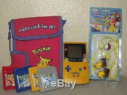Game Boy Color System Limited Yellow Pokemon Edition + Pokemon Games Yellow, red