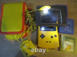 Game boy Colour Yellow With 4 Games Space Invasion, karate Joe etc, Accessories