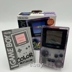 GameBoy Color Clear Purple Boxed Game Boy Console Tested Working Retro Japan F/S