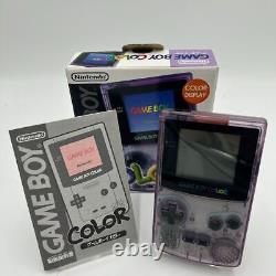 GameBoy Color Clear Purple Boxed Game Boy Console Tested Working Retro Japan F/S