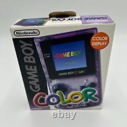 GameBoy Color Clear Purple Boxed Game Boy Console Tested Working Retro Japan F/S