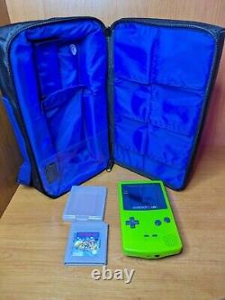 GameBoy Color Green Console + Super Mario Land + Carry Storage Case CGB-001