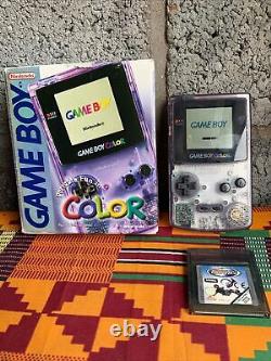 Gameboy Color Atomic Purple Boxed With Insert Good Condition Clear Purple + Game