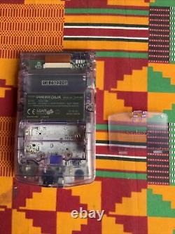 Gameboy Color Atomic Purple Boxed With Insert Good Condition Clear Purple + Game