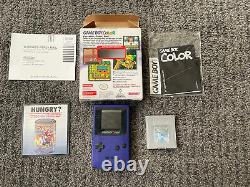 Gameboy Color Complete In Box, Grape With Pokémon Silver VGC