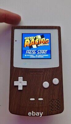 Gameboy Color IPS Mod Console LCD Wood Grain Case With Games