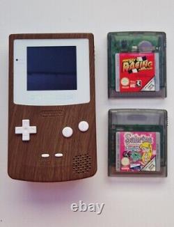 Gameboy Color IPS Mod Console LCD Wood Grain Case With Games