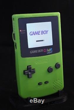 Gameboy Color Kiwi 101 Backlit Screen, Custom Lens, Sticker. NO GLUE