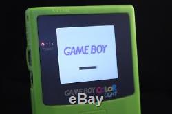 Gameboy Color Kiwi 101 Backlit Screen, Custom Lens, Sticker. NO GLUE