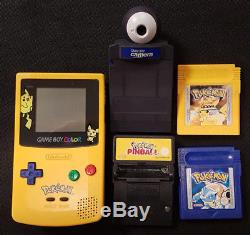 Gameboy Color Pikachu Bundle Tested with Yellow Blue Gold Pinball & Camera