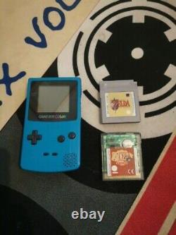 Gameboy Color Teal Console + Zelda Links Awakening And Zelda Oracle Of Seasons