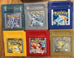 Gameboy Color With6 Genuine Pokemon Red Blue Yellow Gold Silver Crystal All Save G