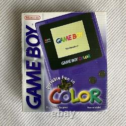 Gameboy Colour Color Boxed Grape Handheld System Tested Working Boxed See Images