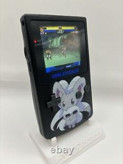 Gameboy Colour with Backlit IPS Screen Mod Custom Black Q5 Retro Pixel HDMI