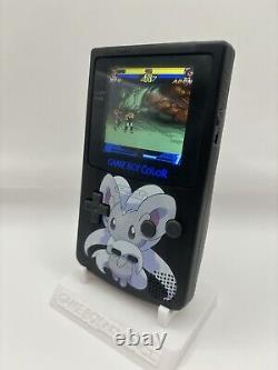 Gameboy Colour with Backlit IPS Screen Mod Custom Black Q5 Retro Pixel HDMI