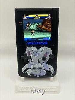 Gameboy Colour with Backlit IPS Screen Mod Custom Black Q5 Retro Pixel HDMI