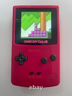 Gameboy Colour with Backlit IPS Screen Mod Custom Pink Berry Fuchsia Shell Q5