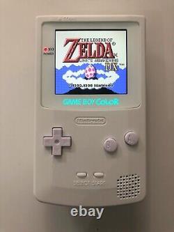 Gameboy Colour with Backlit IPS Screen Mod Custom White Shell Q5 Retro Pixel