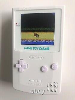 Gameboy Colour with Backlit IPS Screen Mod Custom White Shell Q5 Retro Pixel